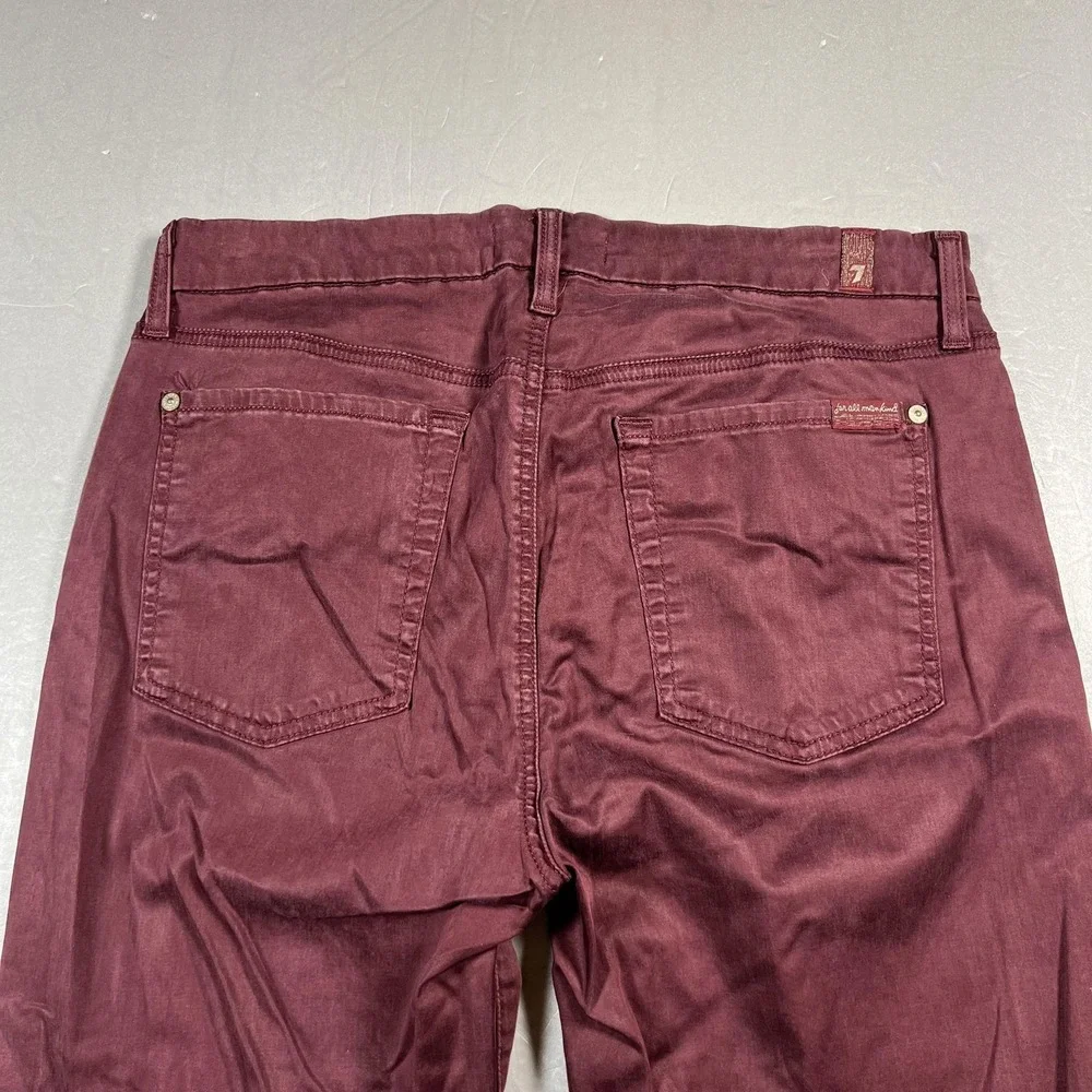 7 For All Mankind Jeans Womens‎ 31 Burgundy Blair Stretch Lightweight - Picture 9 of 11